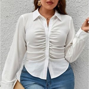 NWOT Shein Ruched Long Sleeve Button Up Shirt…Size 3XL (18)